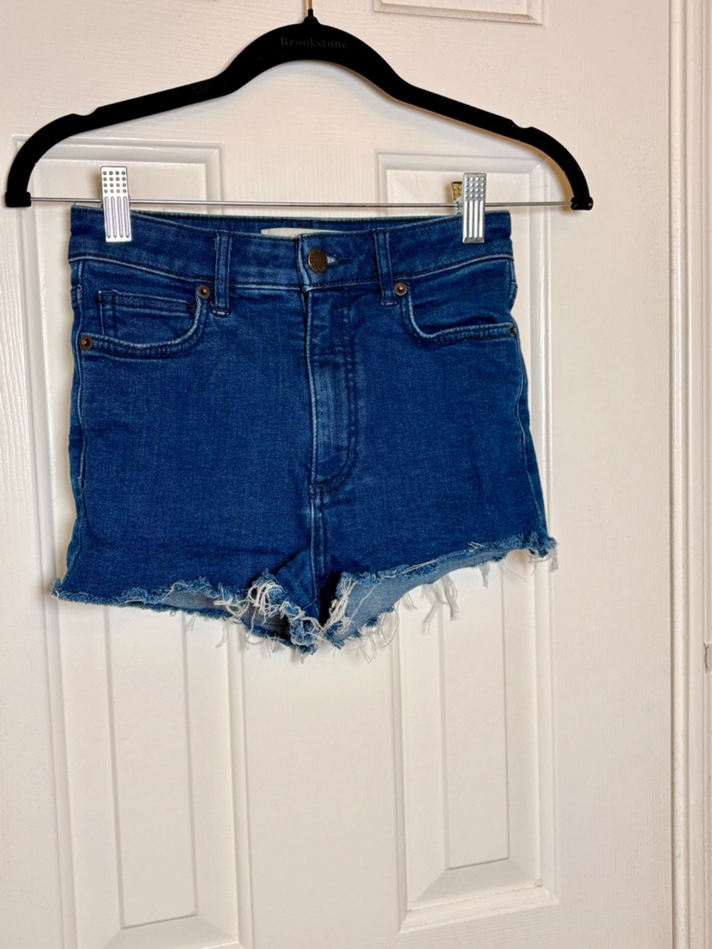 We The Free Blue Denim Cutoff Shorts Raw Hem High Rise Y2K Festival 25 - Picture 2 of 6